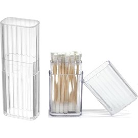 2Pcs Travel Cotton Swab Holder Clear Plastic Cotton Bud Holder with Dust-Proof Lid Portable Multipurpose Storage Organizer for Toiletries Hair Ties Toothpicks Cosmetics