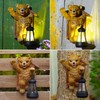 Brown Bear with Solar Lantern on Tree - Garden Ornament/Yard