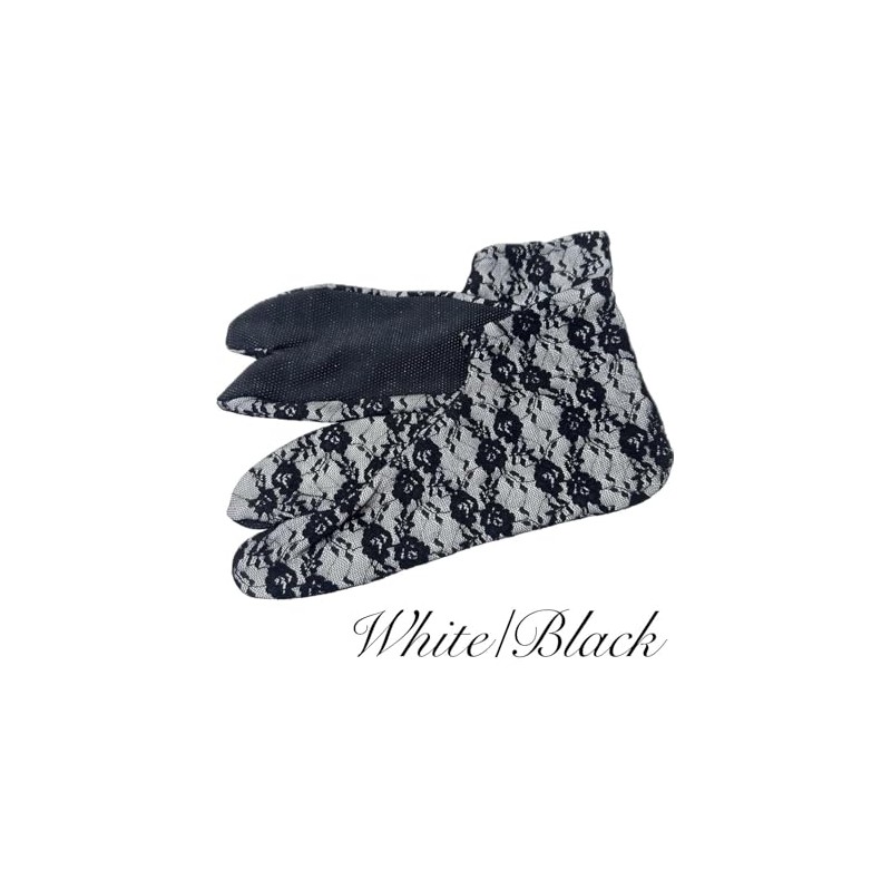 MiAn Women's Double Layer Lace Tabi Socks, Non-slip, Long Sleeves,