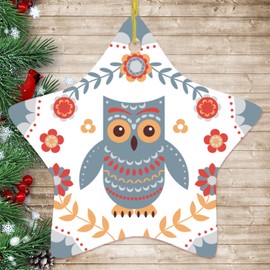 Adorno de búho escandinavo, étnico folk boho, estilo mexicano (estrella)