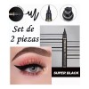 Delineador Ultra Resistente Agua Negro+sello Delineador Ojos Negro
