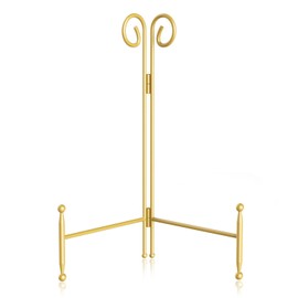 HOPEME Plate Stand 6 Inch 1-Pack, Gold Easel Display Stand for Table, Display Holder for Picture, Photo Frame, Decorative Plate, Dish and Wedding Easel