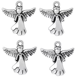 Shelly's Buttons and More Angel - Antique Silver Charms (4 pcs) - Craft Sewing Jewelry - Shelly's Buttons