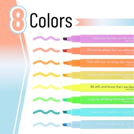 Mr. Pen- Bible Highlighters with Bible Verses, 8 Pack, Soft Pastel, Aesthetic Highlighters, Markers No Bleed Through
