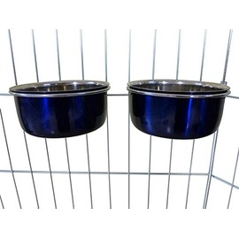Ellie-Bo Pair of Dog Bowls For Crates, Cages or Pens and 3 Sizes (0.6Ltr Small, Blue)