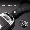 TISUR Titanium Keychain, Genuine Leather, Round Shape, Carabiner, Small Size,