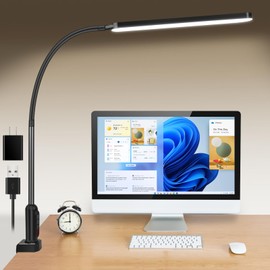 BIENSER LED Desk Lamp with Clamp, Super Bright Desk Light with 11 Brightness, 5 Color Modes, Flexible Gooseneck Clip on Table Light, Eye-Caring Architect Task Desk Lamps for Home Office Study Reading