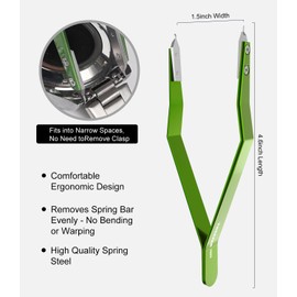 7825 Spring Bar Tweezer, Watch Spring Bar Plier Removal Tool for Watchmaker and Repairer (Green)