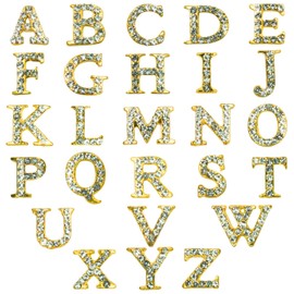 qiipii 26pcs Luxury Gold Letter Nail Charms 3D Nail Art Alloy Rhinestones Capital Letters Metal Nail Studs Alphabet Golden Nail Art Supplies Decoration for Acrylic Nails Bling Jewels Making DIY Crafts