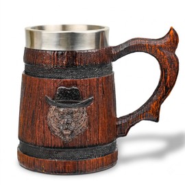 Melispapa 18 oz Large Viking Beer Mug With Handles – Medieval Pirate Cup Heavy Viking Beer Stein for Men, Unique Gift for Christmas, Father’s Day, Birthday & Anniversary (Resin & Stainless Steel)