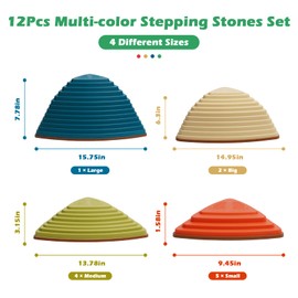 Arkyomi 12Pcs Stepping Stones for Kids Anti-skidding Stepping Stones Set Balance Blocks Indoor & Outdoor Fitness Equipment Promotes Balance Coordin