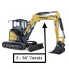 Yanmar 36” Stickers Black (2 Set) Decals Mini Excavator Construction