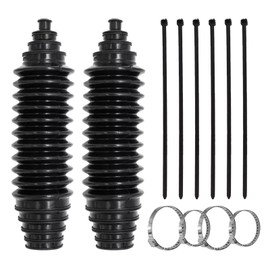 QQWD Car Rack and Pinion Boot Kit, Dustproof Silicone Rack and Pinion Boots for Steering System Protection, Multi-Size Adjutable Inner Tie Rod Boot Set with Pinion Bellow Cable Ties and Clamps(Black)