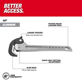 JINYUMT Self-Adjusting Pipe Wrench, For Milwaukee 48-22-7414 14"" Self-Adjusting Pipe Wrench (Size:13.46 x 4.6 x 1.32 in), Red,black