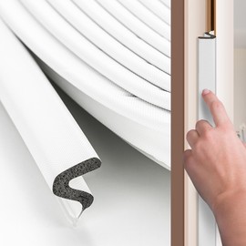 Weather Stripping Door Seal Strip 19.8FT Soundproofing V-Shape Door Sealers for Large Gap, White
