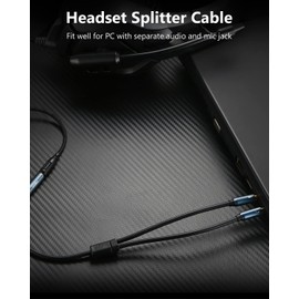 MillSO Headset Splitter, CTIA 3.5mm 2 Male to 1 Female Headphone Adapter with Separate Microphone and Headphone Jack for Gaming Headset to PC - 30CM/12inch