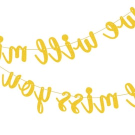 RmKbe We Will Miss You Banner Gold Glitter Paper Garland Graduations Leaving Party Decorations Retirement Farewell Party Decoration for Party