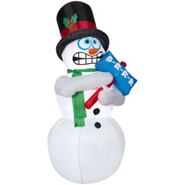 Gemmy 13544 Animated Airblown-Shivering Snowman-OPP Outdoor Inflatable, Multicolor