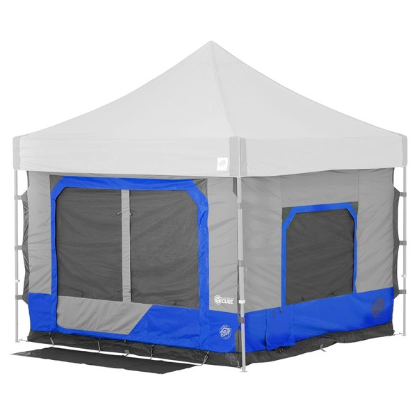 E-Z UP Camping Cube 6.4, Converts 10' Straight Leg Canopy into Camping Tent, Royal Blue (Canopy/Shelter NOT Included)