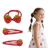 4Pcs Strawberry Red Metal Snap Hair Clips and Hair Ties