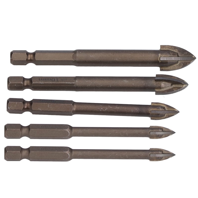 5Pcs Cross Tile Drill Bit Carbide Hex Shank Drills Bits