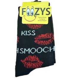 Foozys NWT Foozys Black Red Kiss Lip Smooch Text Novelty Womens Socks One Size