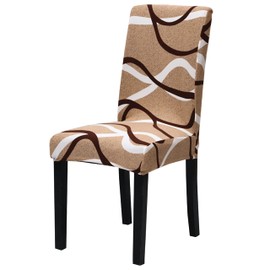 Lalluxy Stretchy Parson Chair Slipcovers for Dining Room Chair seat Covers Chair Protectors for Party Pet Protection Universal Fit Soft Polyester (Set of 6, Beige Waves)