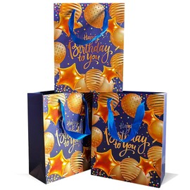Gift Bag, 3 PCS Medium Gift Bag Happy Birthday Gift Bags for Presents