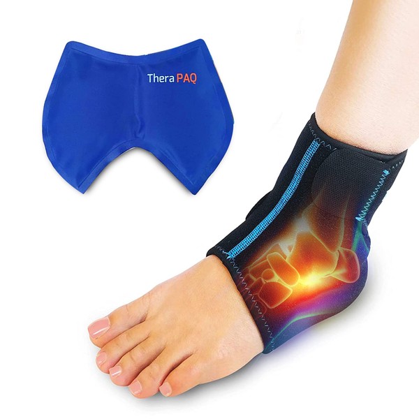 TheraPAQ Ankle and Foot Ice Pack Wrap -Small Reusable, Compression Hot and Cold Gel Pack for Relief from Pain Heel Discomfort, Foot Swelling, Surgery for Athletes and Elderly -Pregnancy Must Haves