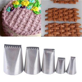5 Pcs Icing Piping Tips Set, Stainless Steel Baking Kits, Piping Nozzles Tips Set, Decorating Icing Piping Set, Cream Icing Piping Fondant Rose Nozzle Pastry Tools Fondant Decorating Tools#5