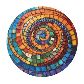 artslion Outdoor Round Tablecloth with Elastic Band 52In (130Cm) Elastic Garden Table Cover Wipe Clean with Twirl Glass Pattern