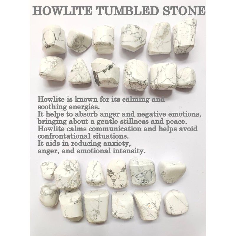 Prajet Crystal Natural Howlite Tumbled Stones 100 Grams White Howlite