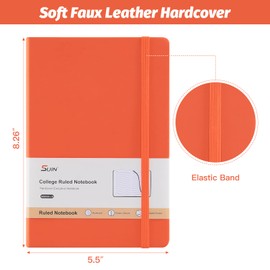 SUIN Hardcover-Journal-Notebooks, A5 Lined Journals Notebook for Writing 200 Pages, 8.2 x 5.5 inch, Classic Ruled Notebooks for Work/Travel/College (Orange- 1 Pack)