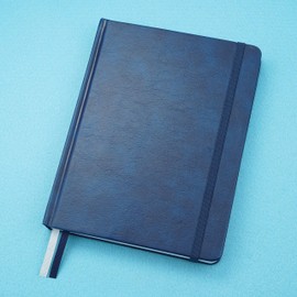 Tabitha Wilde A5 (ish) Hardback Notebook Dotted Paper, Numbered Pages and Pocket, Journal/Bujo - Navy Blue (Navy)