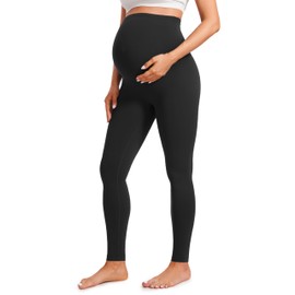 CRZ YOGA Butterluxe Extra Long Maternity Leggings for Tall Women 30'' Workout Yoga Lounge Pants Over The Belly Pregnancy Soft Black X-Small
