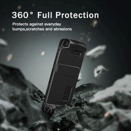 Steam Deck Case,Steam Deck OLED Protective Case,Non-Slip Skin Protective Shell Accessories with Kickstand,2 Screen Protector, 4 Thumb Grip (Black)