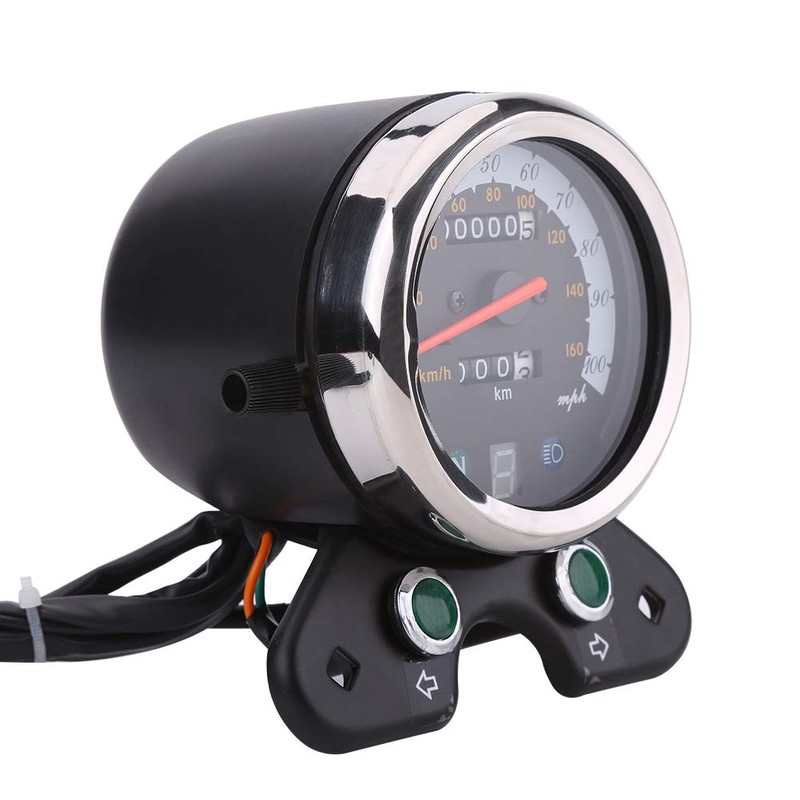 KIMISS Motorcycle Dual Odometer, Universal Speedometer, 12V Metal Plastic Hytrack