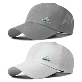 AYPOW Pack of 2 Baseball Caps, Men and Women, Quick-Drying Baseball Caps, Running Cap, Lightweight Adjustable Foldable Peaked Cap, Sun Hat, Outdoor Sports, Tennis, Golf Cap, Adjustable Snapback Caps