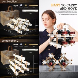 MAUYAR Countertop Bar Liquor Wine Bottle Holder Display Shelf, Wine Rack Organizer Storage Pantry Cabinet for Kitchen Decor