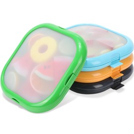 Nuogo 4 Pcs Silicone Fruit Storage Box Anti-oxidation Avocado Saver Storage Tomato Pod Vegetable Saver Reusable for Fridge Garlic Lemons Potatoes (Blue,Black,Green,Orange,7.9 x 7.9 x 1.4 Inches)