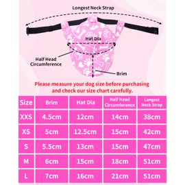 BIPY Dog Sun Hat Dog Baseball Cap with Ear Hole Puppy Sun Visor Cap with Adjustable Neck Strap for Dogs Outdoor Sport Walking Travelling Sun Protect Hat For doggy-Pink&S.