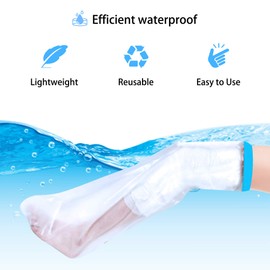 Waterproof Cast Covers for Shower Leg, Adult Full Leg Cast Protector Reusable Cast Cover Bandage for Bathing Swimming Shower, Light-Weight Watertight Protector for Broken, Injury, Burns, Surgery