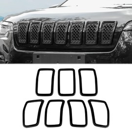 JeCar - Juego de molduras de parrilla ABS compatible con Jeep Cherokee 2019-2021 KL, negro
