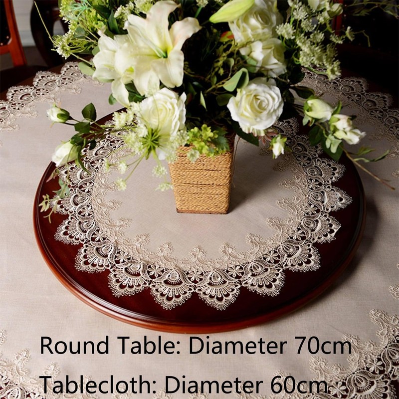 1 x Round Tablecloth, Natural Linen Round, Dresser Scarf Placemats,