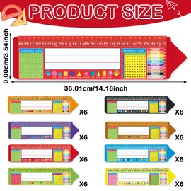 48Pcs Large Crayon Name Tags for Desk Name Plates 14.2 x 3.5Inch Adhesive Multipurpose Nameplate with Alphabet Numbers Colors Shapes Addition Chart for Kids Back to School Classroom Kindergarten Decor