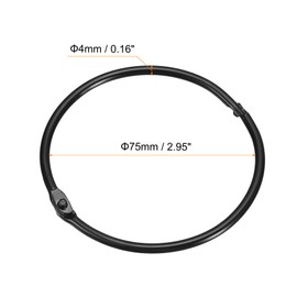 sourcing map Shower Curtain Rings, 6pcs - Carbon Steel Round Snap Shower Curtain Hooks, 3 Inch Loose Leaf Binder Rings for Shower Curtain Rods (Black)
