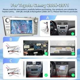 Android 15 Car stereo for Toyota Camry 2006 2007 2008 2009 2010 2011 with Wireless Carplay and Android Auto - 8 Inch IPS Touchscreen Radio with DSP, WiFi, GPS, Split Screen, SWC + AHD Rear View Camera