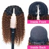 Ombre Brown V Part Curly Wigs Human Hair No Leave