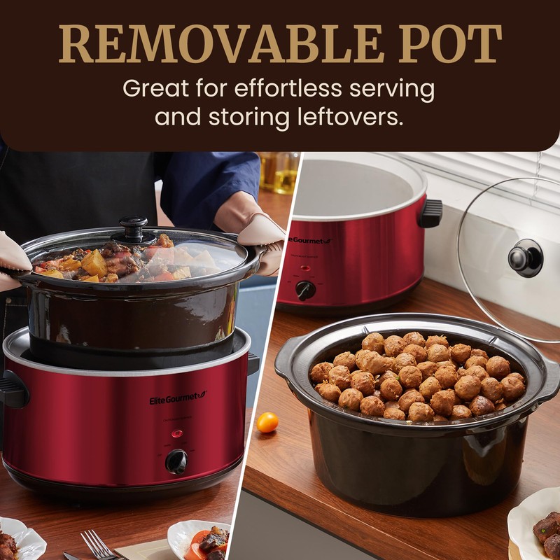 Elite Gourmet MST-900RXT# Electric Ceramic XL Jumbo Slow Cooker, Adjustable