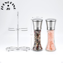 Pepper Grinder 2pcs Stainless Steel Refillable Salt and Pepper grinder with stand
